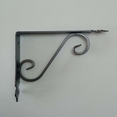 Reggimensola argento da 175x230mm staffa rustica anticata con saetta di rinforzo