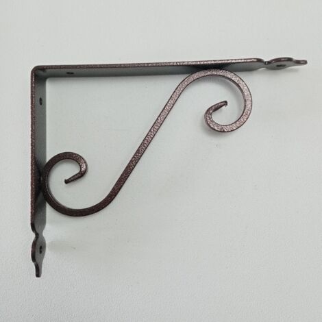Reggimensola ramata da 175x230mm staffa rustica anticata con saetta di rinforzo