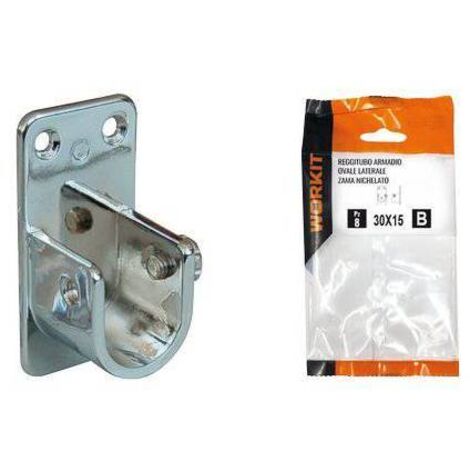 REGGITUBO ARMADIO OVALE LATERALE SELF WORKIT - ZAMA NICHELATO TUBO MM 30X15 CF=PZ 2 - 2 Confezioni