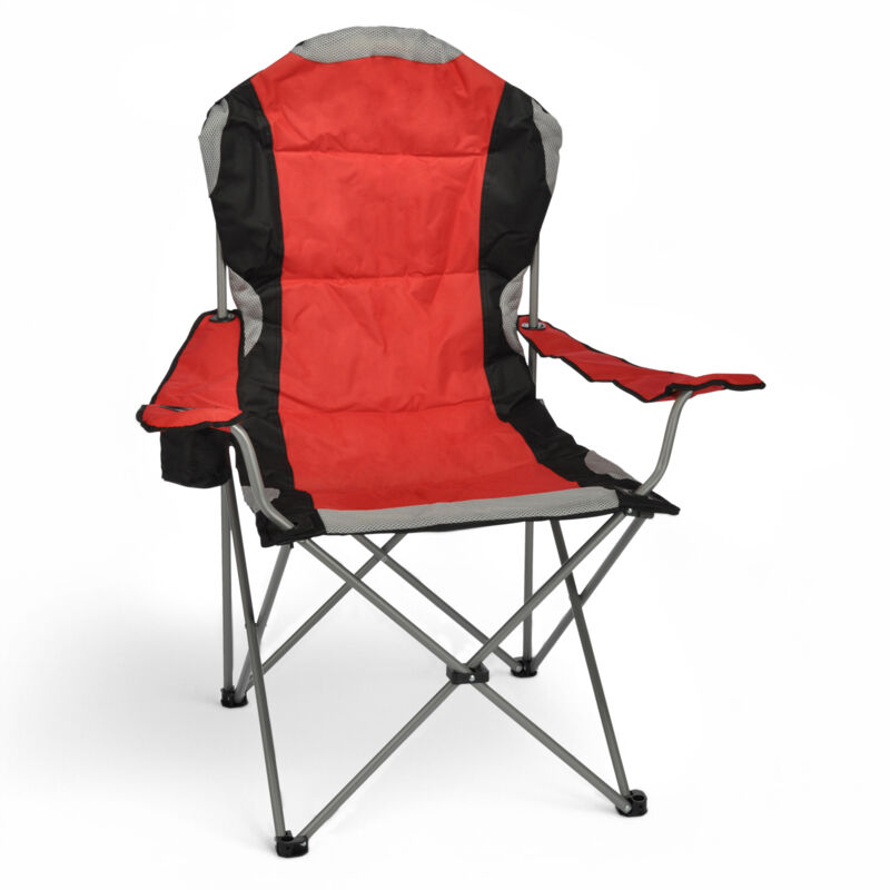 Regie Chaise pliante deluxe - rouge - Chaise de camping et de pêche avec sac de transport