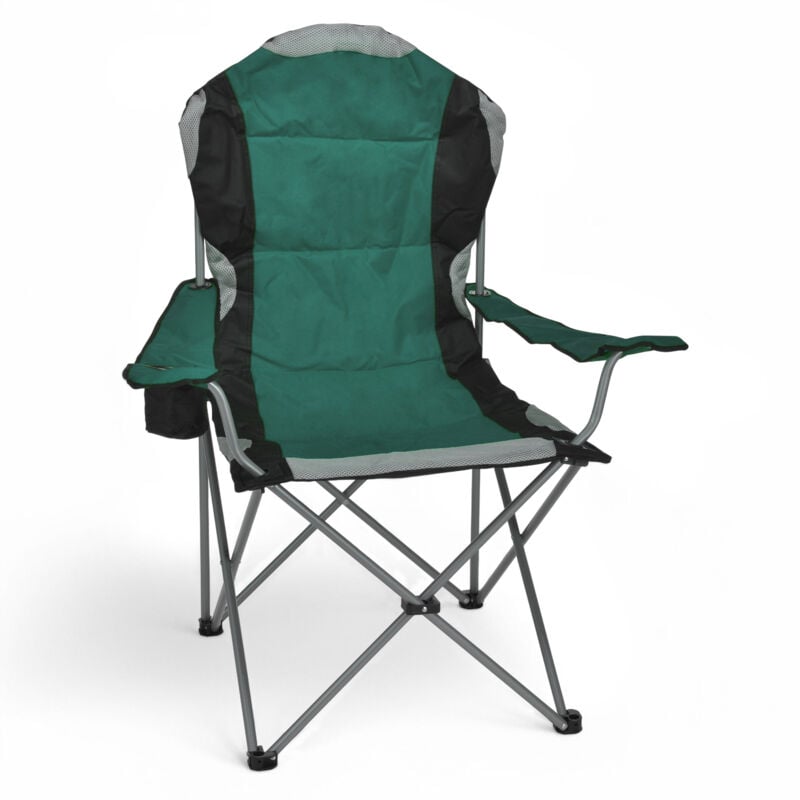 Regie Chaise pliante deluxe - verte - Chaise de camping et de pêche avec sac de transport