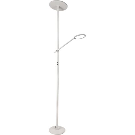 REGINA LAMPADA DA TERRA BIANCA 2 LUCI 3000K - 36W/12W - 3050/1100 lm TOUCH DIMMER E ORIENTABILE
