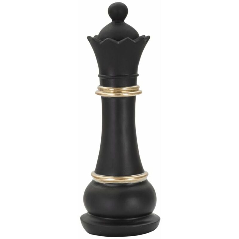 Image of Pedina scacchi regina decorativa in poliresina per decorazioni ambienti -Nero e oro