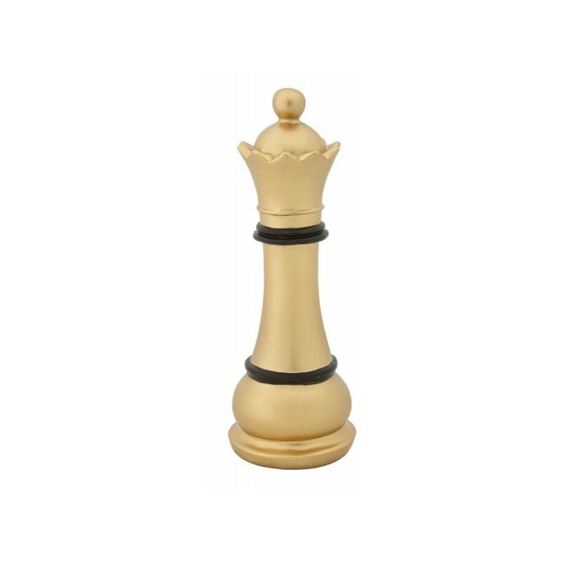 Image of Charme1921 - Statua Regina scacchi oro bordino nero, poliresina diam 9x25,5cm