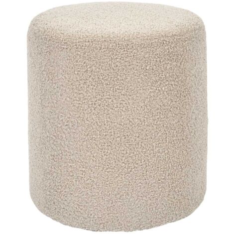REGINA - Pouf en tissu bouclette taupe
