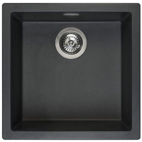 Reginox Amsterdam 40 Integrated Single Bowl Granite Kitchen Sink Black Silvery