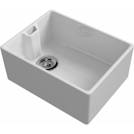 Reginox Belfast Ceramic Deep Single Kitchen Sink White Basket Waste ...