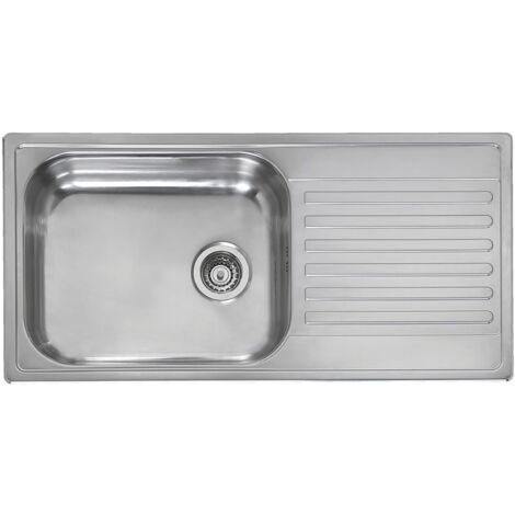 Reginox Einbauspüle Minister - Spüle mit Abtropffläche - Waschbecken reversibel mit Ablaufverbindung und Siebkorbventil, Edelstahl