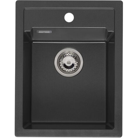 Reginox Einbauspüle mit Frontblende Amsterdam 34- robustes Spülbecken aus Granit, black silvery