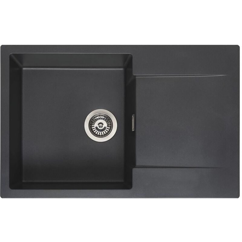 Reginox Einbauspüle Mit Abtropffläche Amsterdam 78 - Robustes Spülbecken Aus Granit, Black Silvery