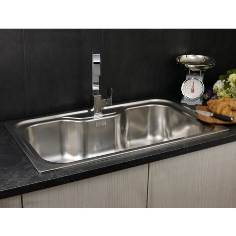 Reginox Jumbo Inset Kitchen Sink Stainless Steel Large Bowl Waste 1 Tap Hole - Silver