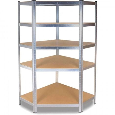 TOPESHOP REGIO - Scaffale ad angolo industriale in metallo - 90x40x180 - 5 ripiani - Scaffalatura portaoggetti - Grigio
