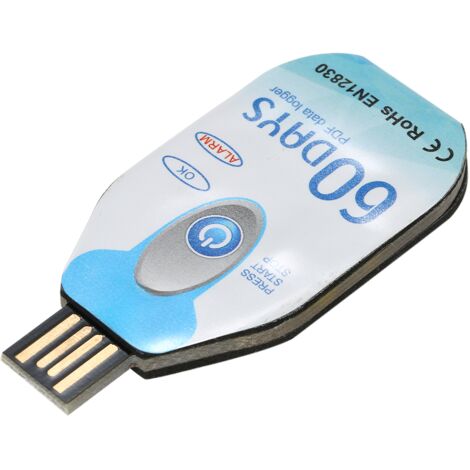 Registrador de datos de temperatura desechable USB 2.0 resistente al agua (PDF), 60 días, para el cumplimiento de la cadena de frío, destinado a la industria biológica y farmacéutica.