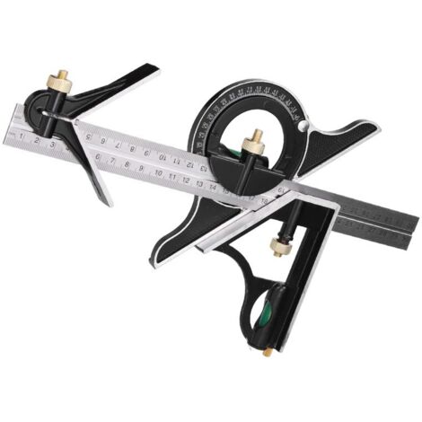 Regla angular multifuncional de acero inoxidable, juego de herramientas de medición para carpintería de 300 mm, juego de 3 piezas