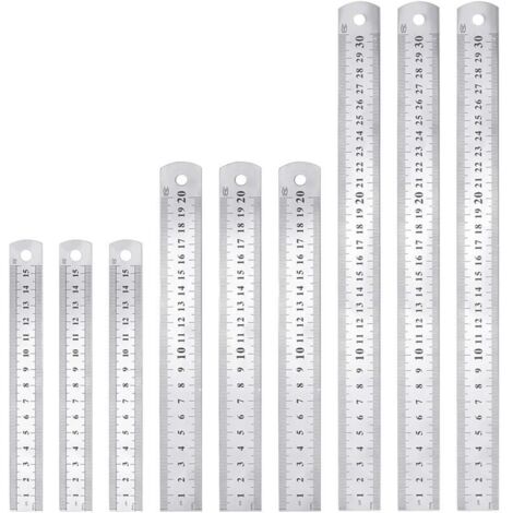 Regla de acero inoxidable de 15, 20 y 30 cm, de metal, de doble cara, para carpintero, duradera y resistente a la corrosión, ideal para estudiantes, ingenieros, arquitectos y profesores.