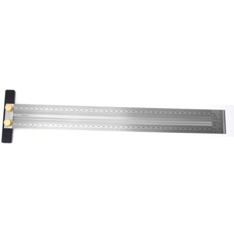 Regla de acero inoxidable en forma de T con punto central para carpintería, medición y marcado precisos (400 mm)