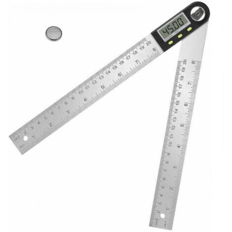 Regla de ángulos digital, transportador digital de 200 mm fabricado en acero inoxidable con ajuste a cero y función de bloqueo, pantalla LCD, herramienta de medición de ángulos de 360° para aficionado