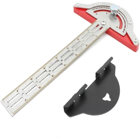 Regla de borde para carpintería, herramientas de precisión para carpintería con transportador ajustable, regla de marcado de carpintero de acero inoxidable (15 pulgadas)