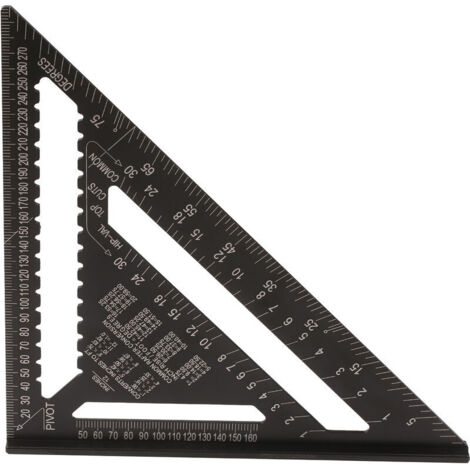 Regla triangular de 12 pulgadas (métrica), regla de ángulo de 90 grados, regla de medición de aleación de aluminio para carpintería