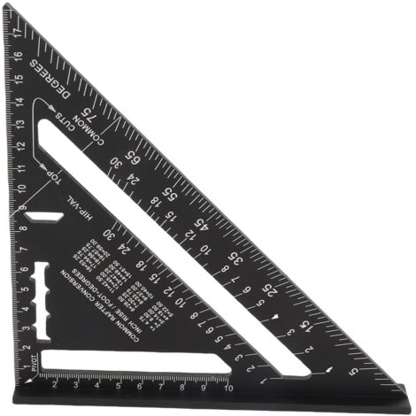 Regla triangular, escuadra de carpintero de aluminio de 7 pulgadas, herramienta de medición portátil de 90° y 45° para bricolaje.