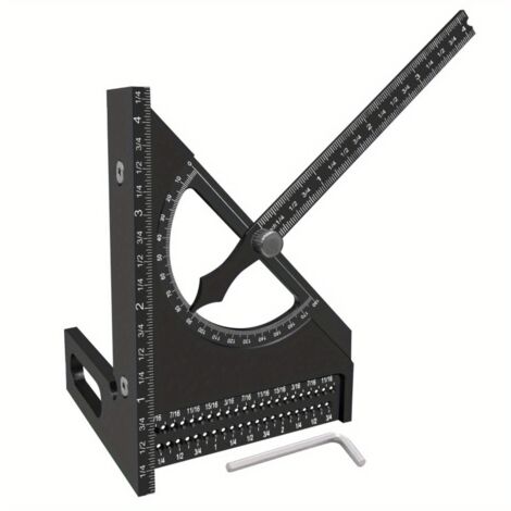 Regla triangular semicircular de aleación de aluminio para carpintería, regla de marcado ajustable 3D con marcado rápido de 180 grados, transportador.