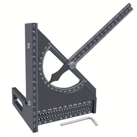 Regla triangular semicircular de aleación de aluminio para carpintería, regla de marcado ajustable 3D con marcado rápido de 180 grados, transportador.