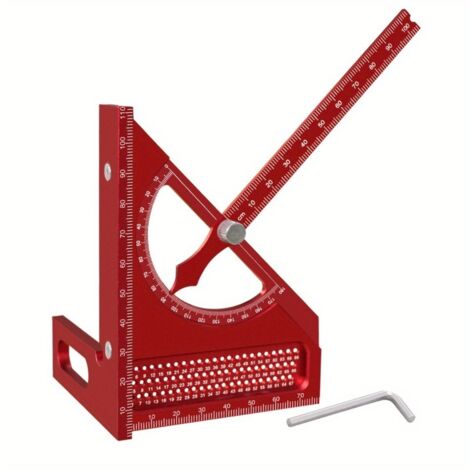 Regla triangular semicircular de aleación de aluminio para carpintería, regla de marcado ajustable 3D con marcado rápido de 180 grados, transportador.
