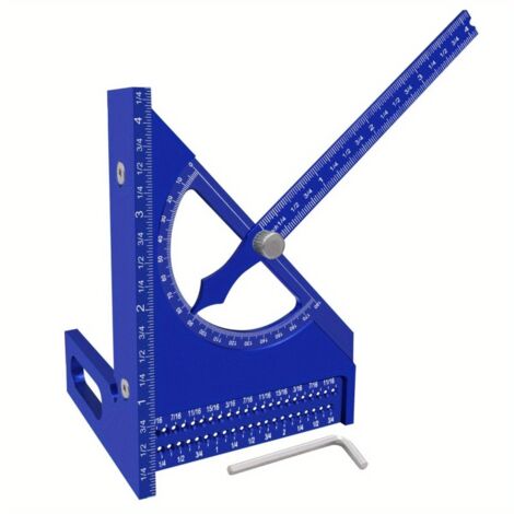 Regla triangular semicircular de aleación de aluminio para carpintería, regla de marcado ajustable 3D con marcado rápido de 180 grados, transportador.