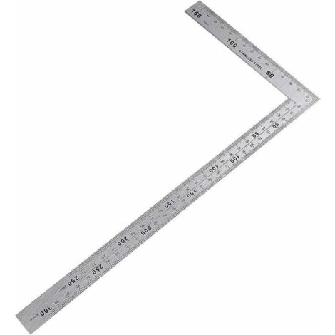 Regla y regla Escuadra de costura, Escuadra de carpintero Escuadra de carpintero de metal Regla cuadrada de acero inoxidable 150×300mm 1,2 mm de espesor Ángulo recto de 90 grados Regla de acero inoxid