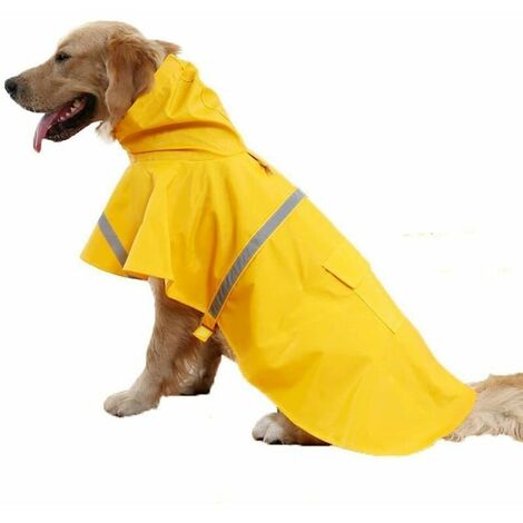 Réglable Étanche Pet Chien À Capuche Imperméable Chien Réfléchissant Manteau De Pluie Veste Chien Vêtements De Pluie Vêtements De Vêtement pour Petit Moyen Gros Chiens (M, Jaune)