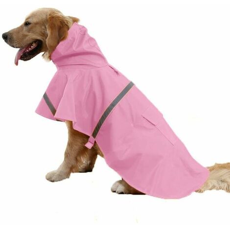 Réglable Étanche Pet Chien À Capuche Imperméable Chien Réfléchissant Manteau De Pluie Veste Chien Vêtements De Pluie Vêtements De Vêtement pour Petit Moyen Gros Chiens (XL, Rose)