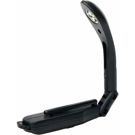 Réglable Lampe de lecture de livre à clipper avec batterie pliable (Noir)
