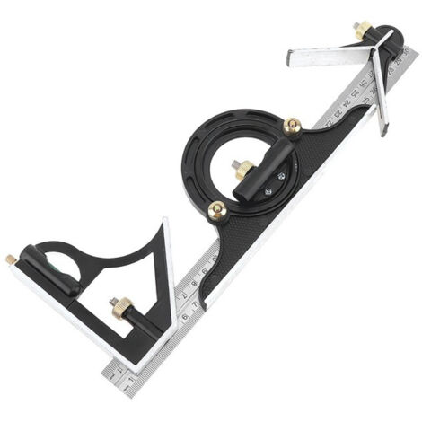 Règle à angle droit réglable de 300 mm, niveau à bulle et point de centrage, outil de mesure pour le travail du bois