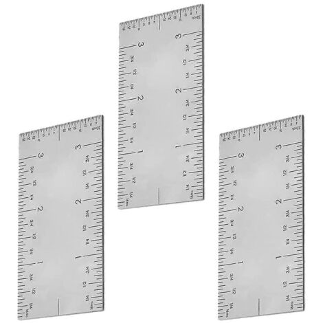 Règle à bord carré, règle de menuisier en acier inoxydable, lot de 3