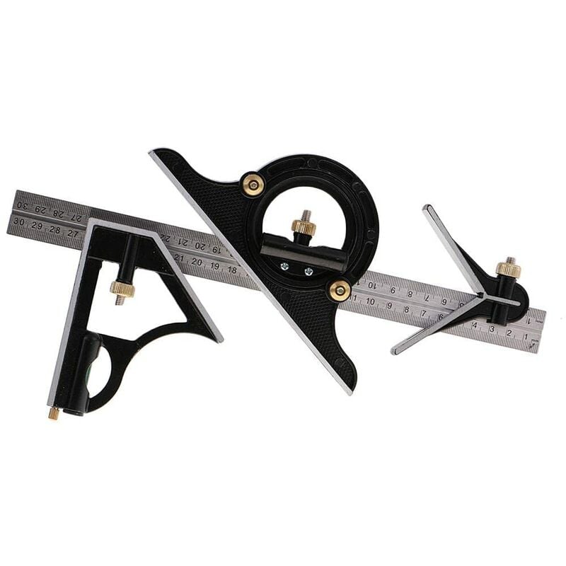 Gotrays - Règle carrée combinée de 12 pouces règle de mesure mécanique en acier inoxydable de haute précision règle recto - verso pour la mesure