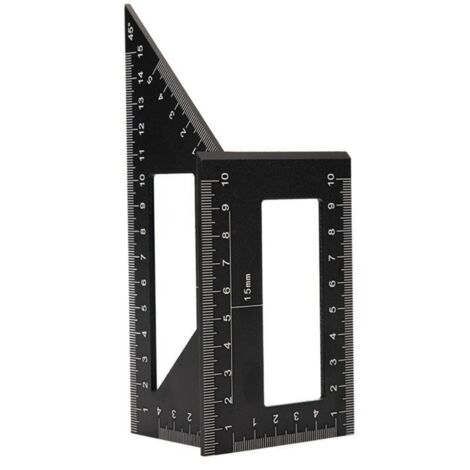 Règle d'angle 45 à 90 degrés Outils Portable Précision Marquage Jauge Carré Bois Accessoires Alliage d'Aluminium Mesure Multifonction Métrique(Noir)