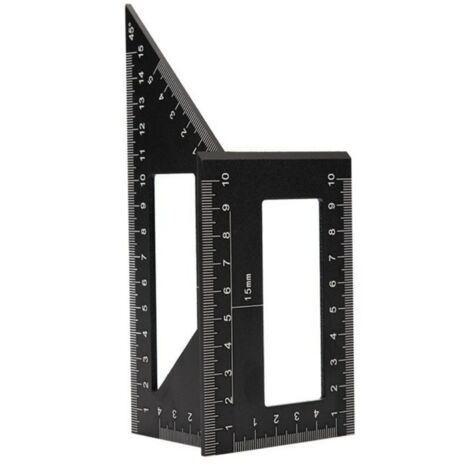 Règle d'angle 45 à 90 degrés Outils Portable Précision Marquage Jauge Carré Bois Accessoires Alliage d'Aluminium Mesure Multifonction Métrique(Noir)