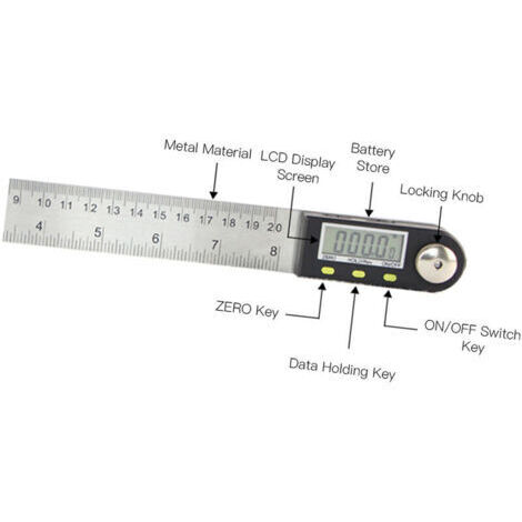 Règle d'angle d'affichage numérique électronique rapporteur règle d'angle en acier inoxydable 200mm