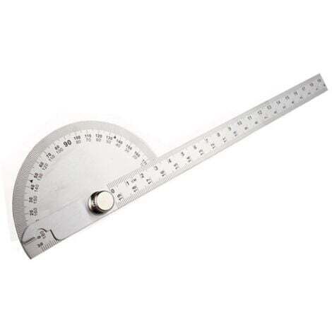 Règle d'angle de rapporteur simple en acier inoxydable, règle carrée mobile multifonctionnelle, argent 90x200mm