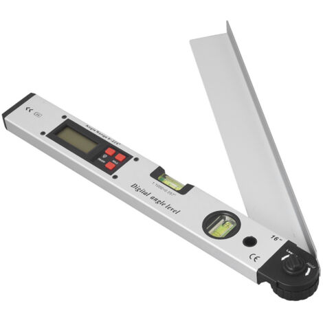 Règle d'angle numérique en alliage d'aluminium de 16 pouces, mesure d'angle de 0 à 225°, niveau électronique LCD, règle d'angle pour le travail du bois, avec sac de rangement, argent.
