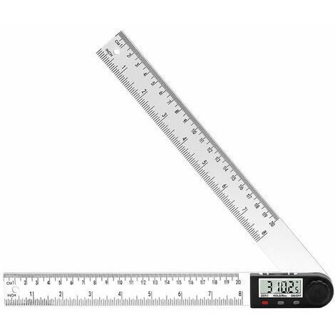 Règle D'angle Numérique, Rapporteur, Mesure de Longueur 200 mm et d'Angle en Acier Inoxydable avec HOLD/Rev, Zéro et Grand Ecran LCD, Mm/Inch, pour le Travail du Bois/Construction