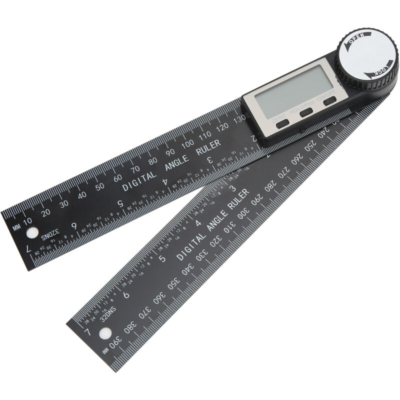 Sunxury - Règle d'angle rapporteur en plastique affichage numérique pied à coulisse outil de mesure d'angle noir