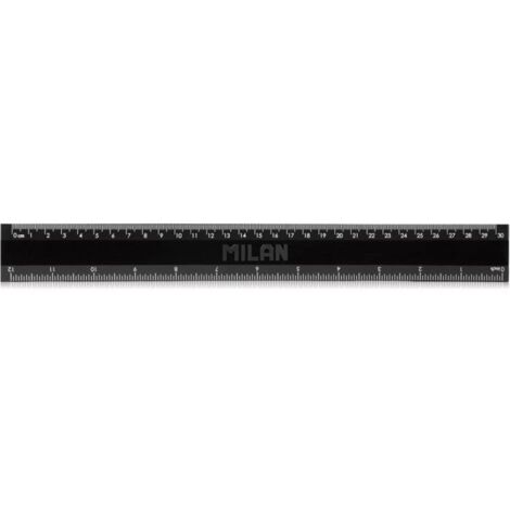Règle de 30 cm avec mesures en cm et pouces série "Shadow" en plastique couleur noir MILÁN