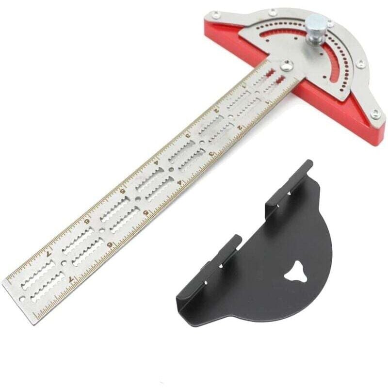 Image of Règle de Bord en Acier Inoxydable 15 Pouces avec Rapporteur d'Angle Réglable pour Travail du Bois