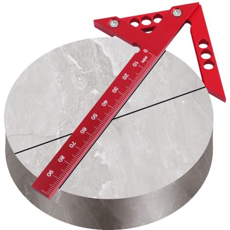 Règle de charpentier de marquage central, outil de mesure pour le travail du bois  Jauge de ligne à angle droit à 45 degrés, disposition de haute précision, traceur à angle droit pour le