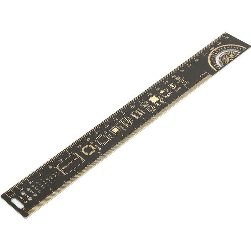 Règle de circuit imprimé plaquée or R-4, PCB multifonctionnel de 10 pouces mesurant la taille en millimètres pour les ingénieurs en électronique