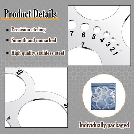 Règle de Coupe pour Cuir avec Formes Arrondies en Acier Inoxydable - Outil Polyvalent pour Travaux du Cuir, Bois et DIY