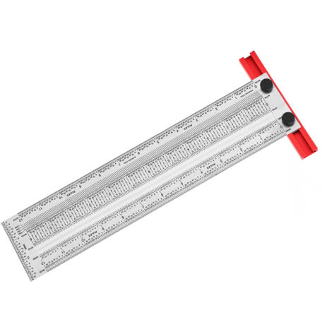 Règle de Marquage T en Acier Inoxydable 12 Pouces, Revêtement Poudre Noir pour Menuiserie et Mesures Linéaires