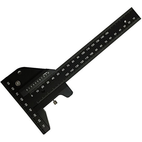 Règle de Menuiserie, Règle de Traçage Multifonctionnelle pour le Travail du Bois, Règle en forme de T en aluminium, Dispositif de traçage, Outil de mesure de 0-280mm, Mesure précise à 0,02 mm