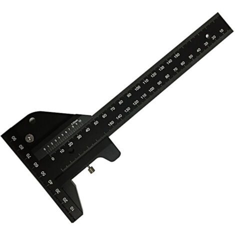 Règle de Menuiserie, Règle de Traçage Multifonctionnelle pour le Travail du Bois, Règle en forme de T en aluminium, Dispositif de traçage, Outil de mesure de 0-280mm, Mesure précise à 0,02 mm